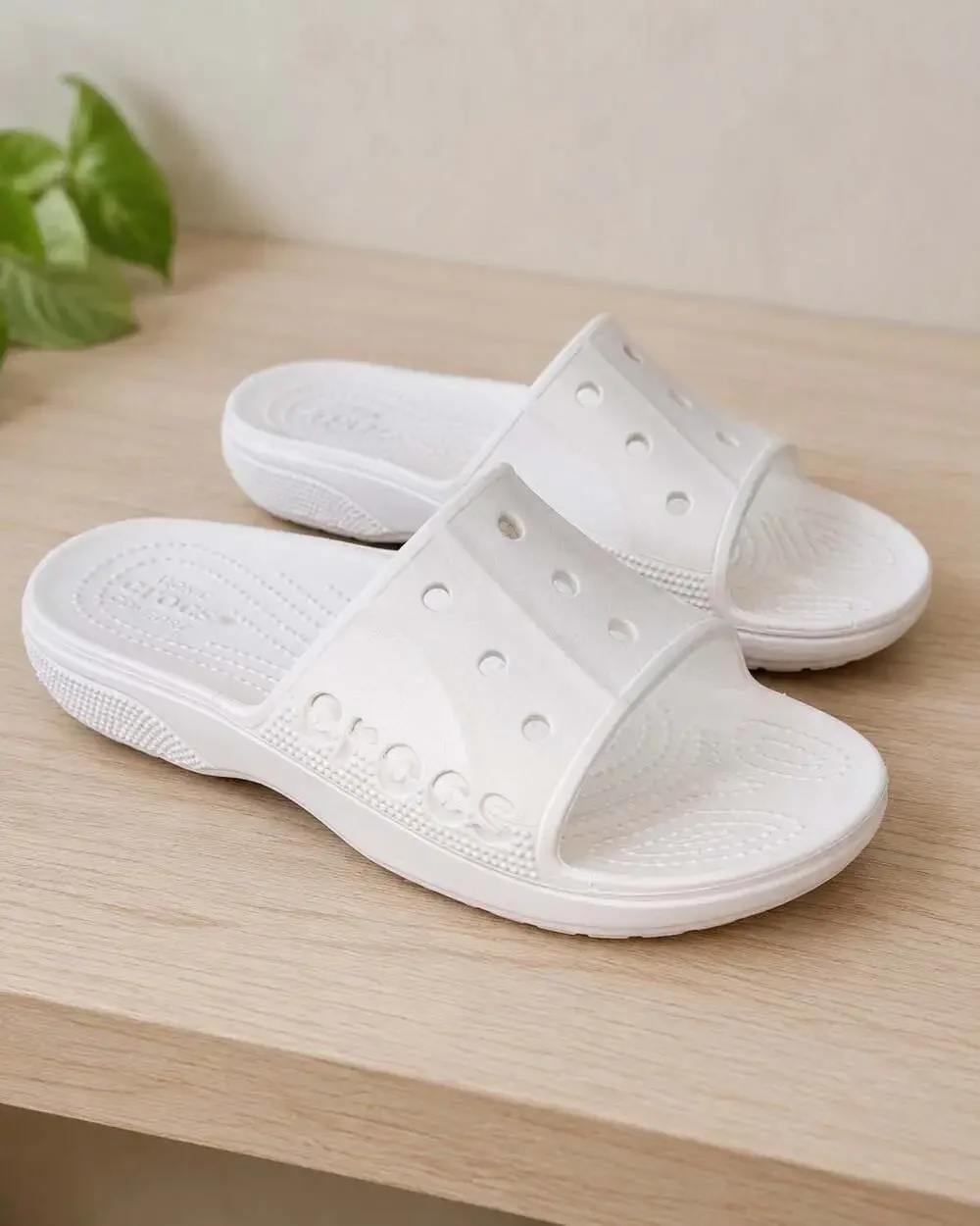 White Crocs Classic Slide Sandals Clogs